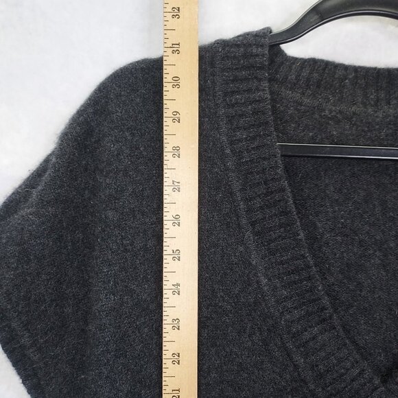 Leslie Fay Cashmere Sweater M Tunic Ruffle Hem Short Sleeve Dark Grey Mini Dress - Picture 7 of 10